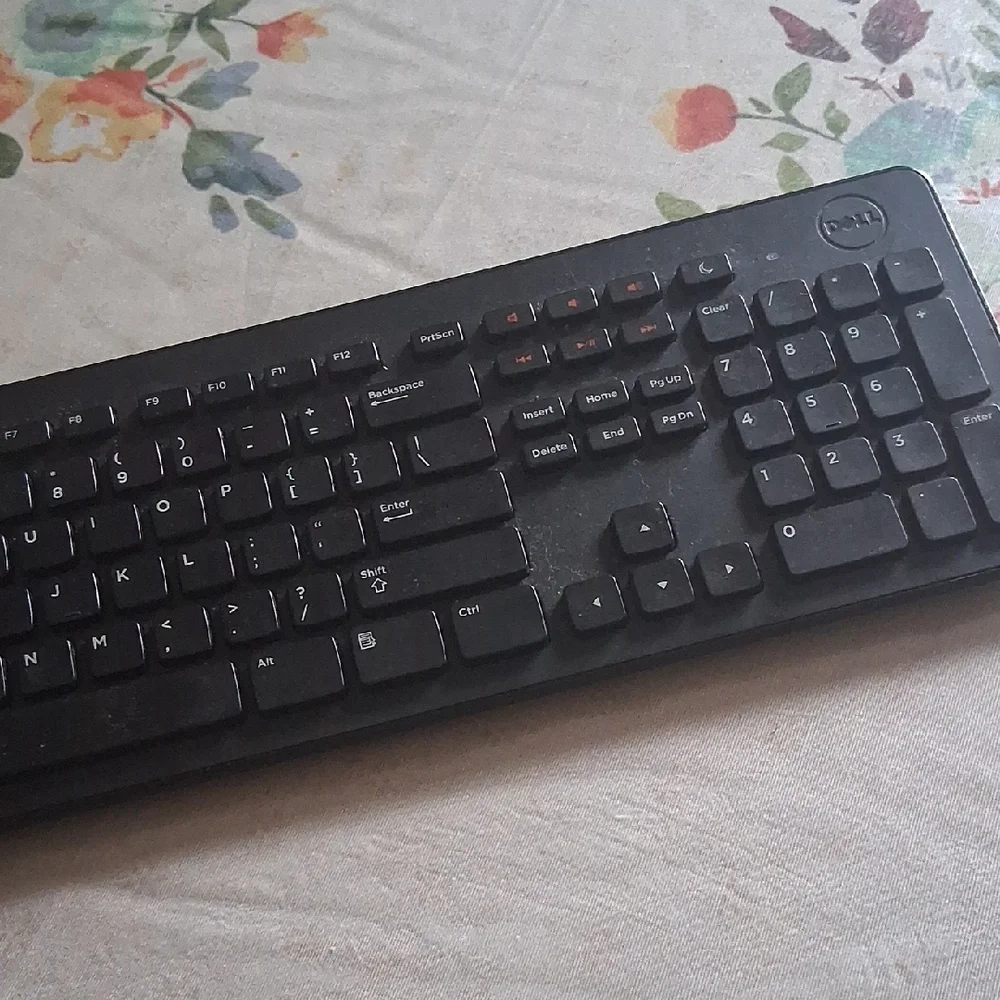 Dell Black Keyboard with Orange Accents